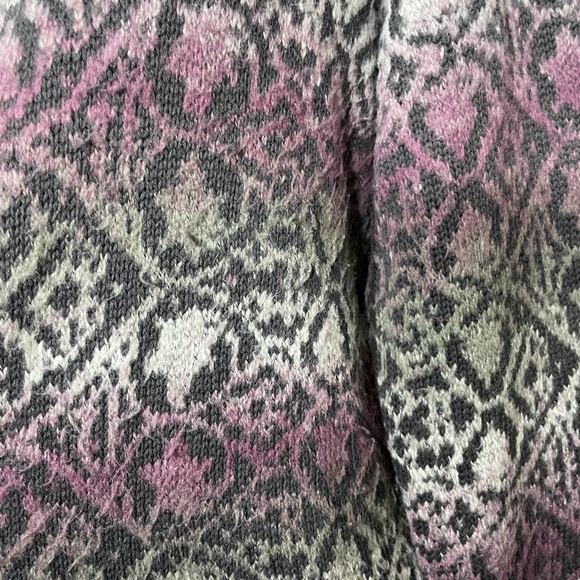 Cotton Blend Fair Isle Cardigan L Vintage VTG Ombre Collared Sweater Purple Gray - Picture 8 of 13